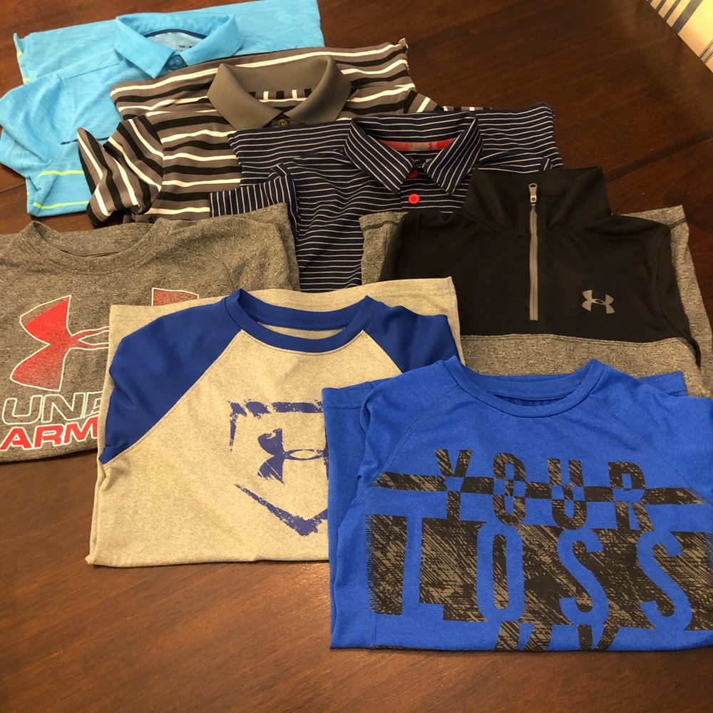 Lot of 7 Under Armour Boy tops